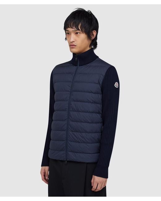 Moncler Blue Contrast Panel Down Jacket for men
