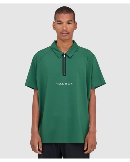 Malbon Golf Green Performance Zip Polo Shirt (Eden for men