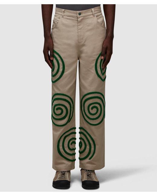 Brain Dead Green Swirls Twill Pant for men