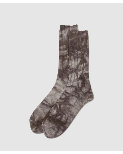 Anonymous Ism Brown Uneven Dyed Crew Sock