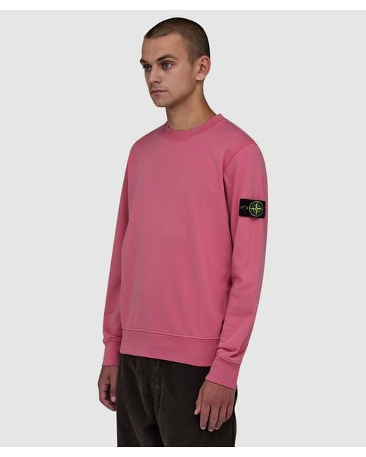 Stone Island Pink Organic Cotton Fleece Sweatshirt for men