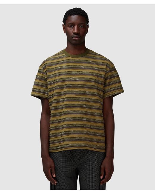 Brain Dead Green Casey Striped T-Shirt (Moss