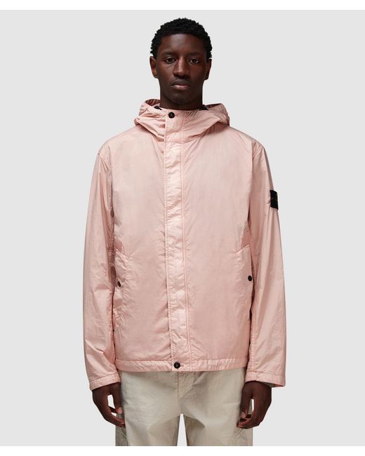 Stone Island Pink Crinkle R-Ny Short Parka for men