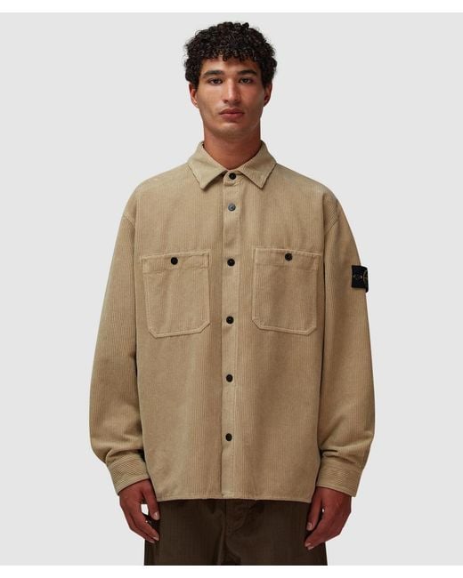 Stone Island Brown 800 Corduroy Overshirt (Desert for men