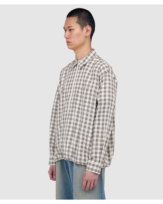 Beams Plus White Half Zip Pullover Shirt for men