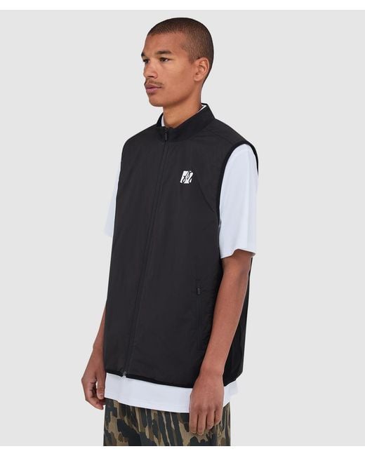Malbon Golf Black Performance Ribbed Panel Gillet for men
