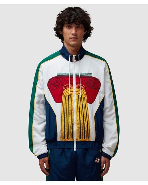 Casablanca Blue Embroidered Drawstring Track Jacket for men