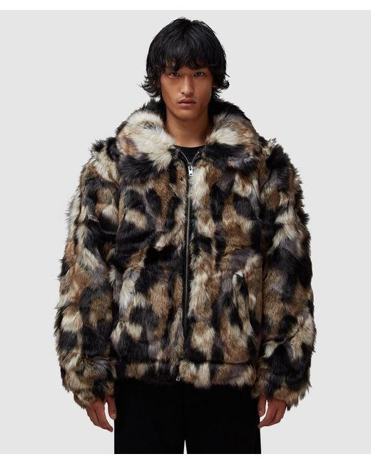 PATTA Black Faux Fur Patchwork Jacket (Multicolour for men