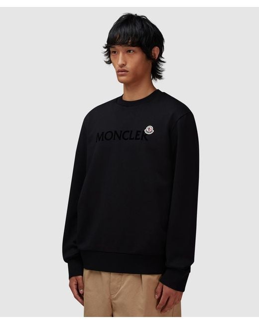 Moncler Black Flock Logo Sweatshirt for men