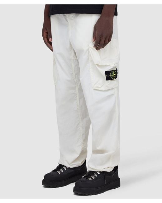 Stone Island White Cargo Pant (Ivory for men