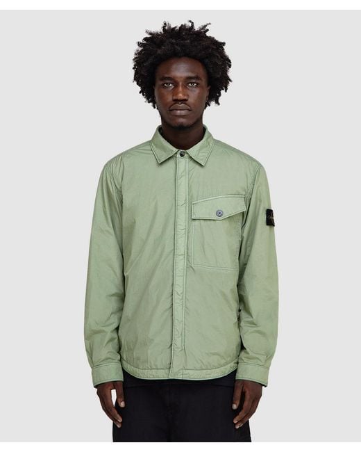 Stone Island Green Crinkle Reps Ny Overshirt (Sage for men