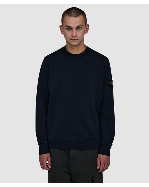 Stone Island Blue Organic Cotton Fleece Sweatshirt for men