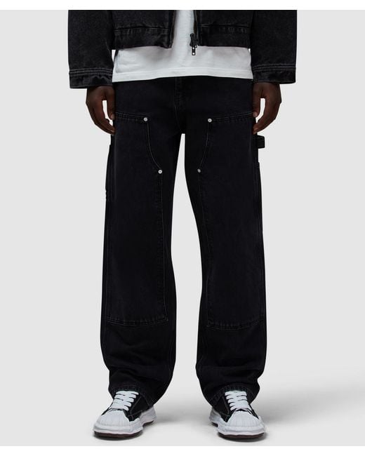 PATTA Black Double Knee Cartoon Denim Pant for men