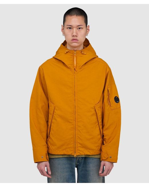 C P Company Orange Twill Hooded Lens Jacket (Desert Sun for men