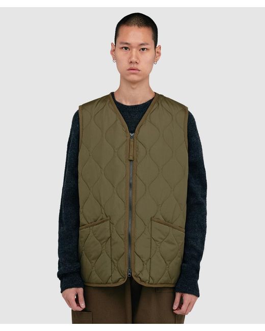 Taion Green Military V-Neck Down Gilet Vest (D for men