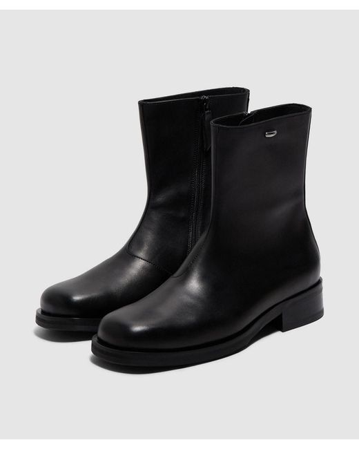 Our Legacy Black Leather Camion Square-Toe Work Boots