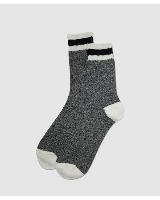 Anonymous Ism Gray Tuck Cuff Stripe Crew Sock