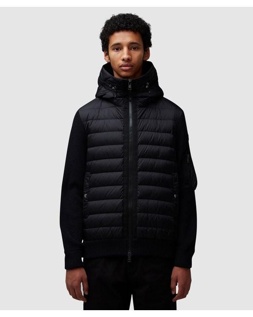 Moncler Padded Wool Hoodie in Black for Men Lyst UK