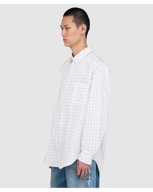 Acne White Check Drop Shirt for men