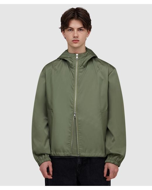 Cole Buxton Green Hooded Nylon Windbreaker for men