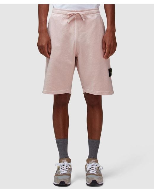 Stone Island Natural Mafile Sweat Short (Antique Rose for men