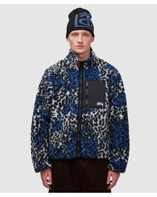 Stussy Blue Sherpa Reversible Jacket for men