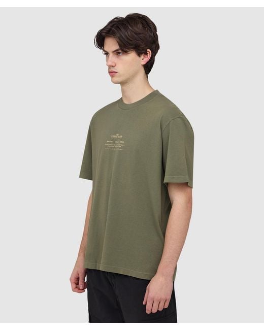 Stone Island Green Stone Print T-Shirt (Military for men
