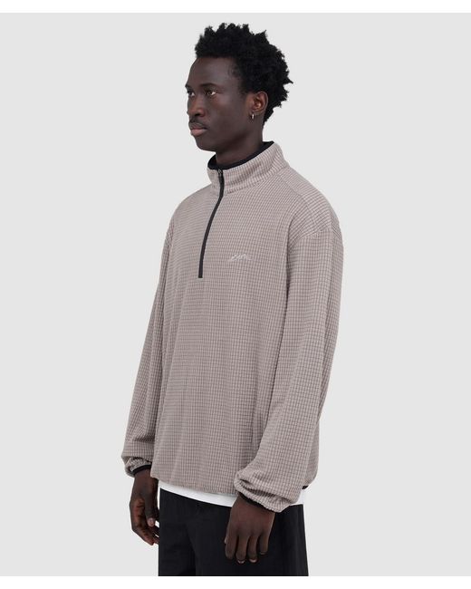 Mellow Clo Gray Summit Half Zip Fleece Jacket (Stone for men