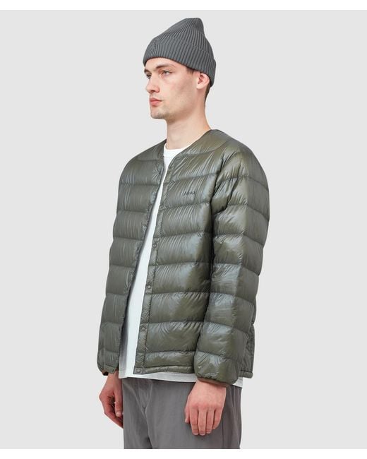 NANGA Gray 7Days Inner Down Cardigan (Khaki for men