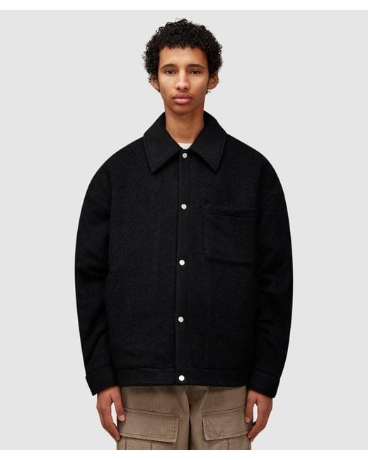 Cole Buxton Black Wool Overshirt ( for men