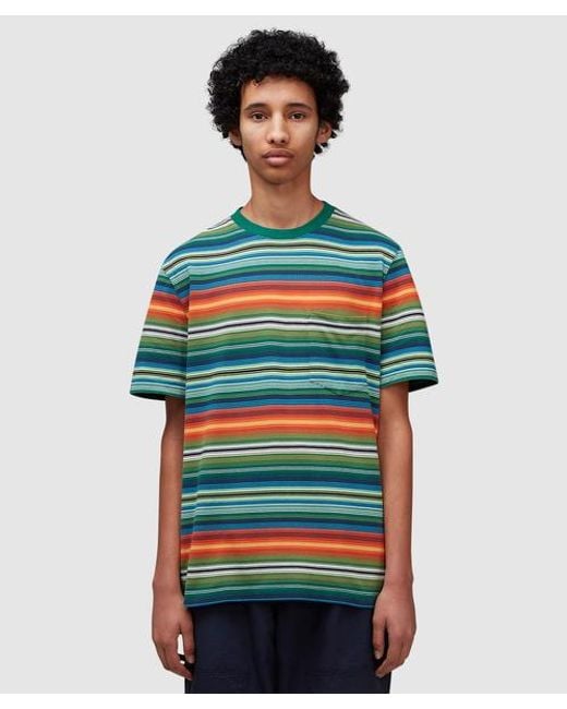 Noah NYC Green Striped Pocket T-shirt for men