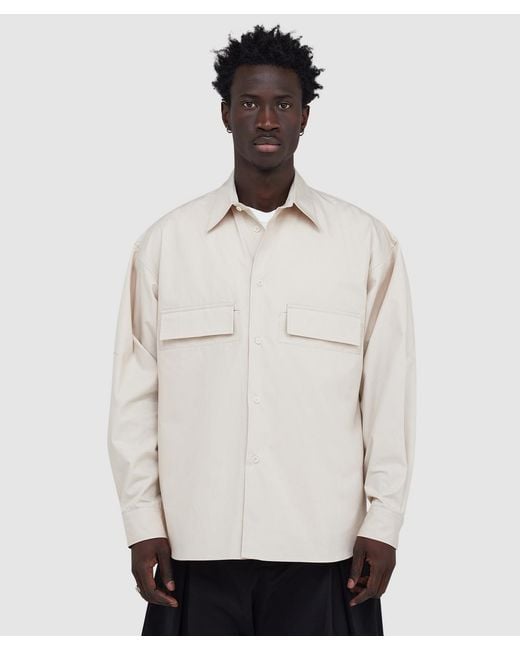SAGE NATION White Vincent Cotton Poplin Shirt (Stone for men