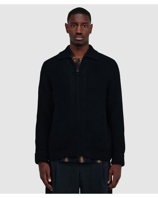 Barbour Black Garthman Zip Cardigan for men