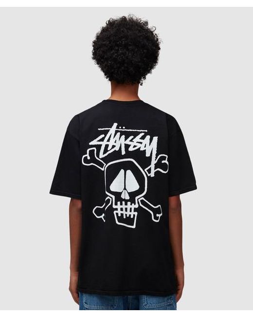 Stussy Black Skull & Bones Pigmented Dyed T-shirt for men