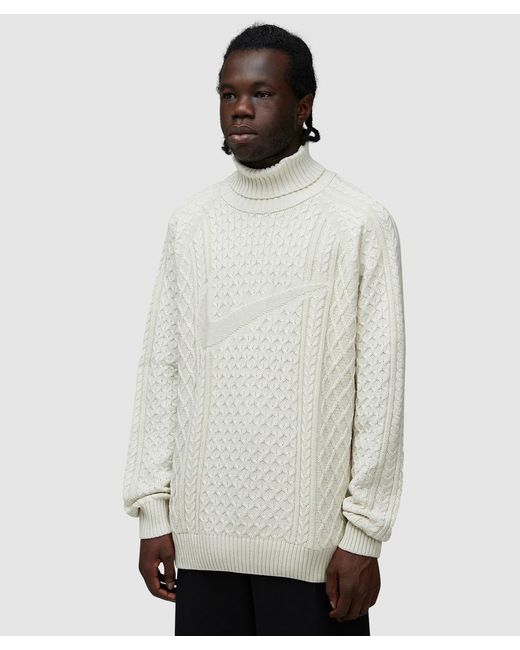 Nike White Life Cable Knit Turtleneck Jumper ( for men