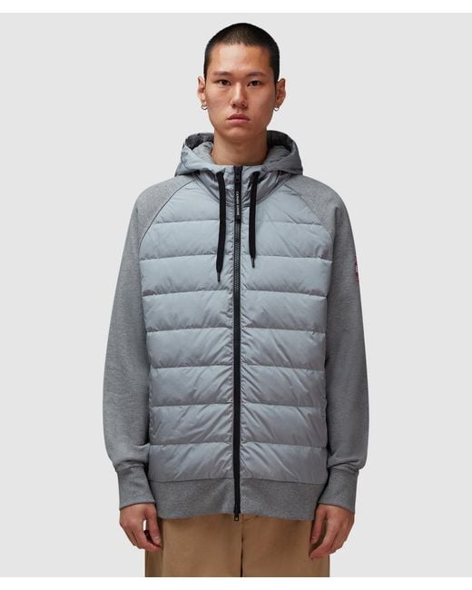 Canada Goose Men's Gray Hybridge Huron Full Zip Hooded Jacket (Stone Heather