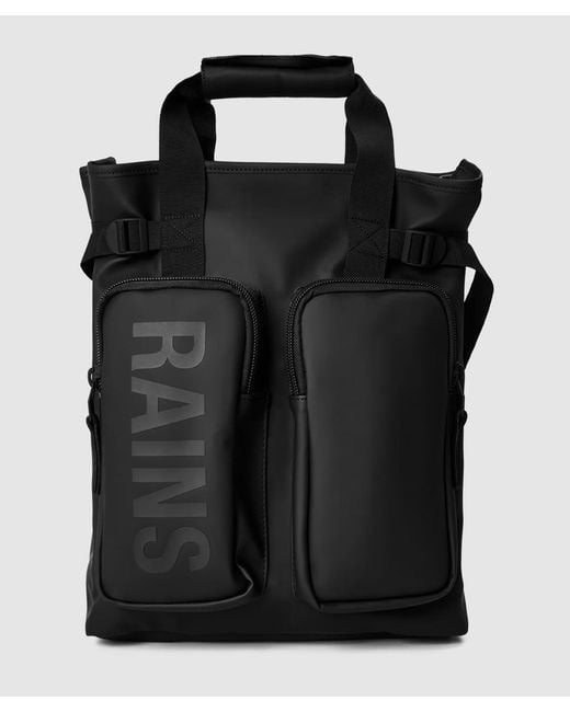 Rains Black Texel Tote Backpack