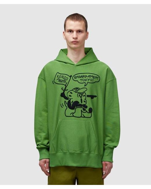 KENZO Green Boke Boy Travels Oversized Hoodie for men