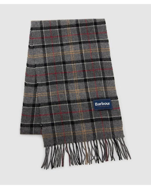 Barbour Gray Tartan Lambswool Scarf (Modern