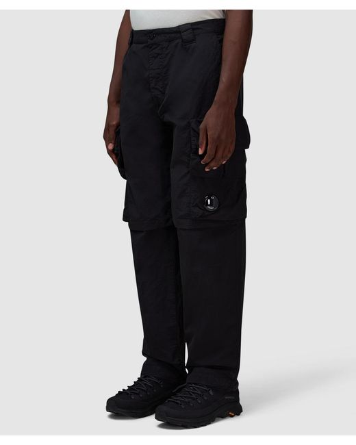 C P Company Black Flatt Nylon Cargo Pant for men