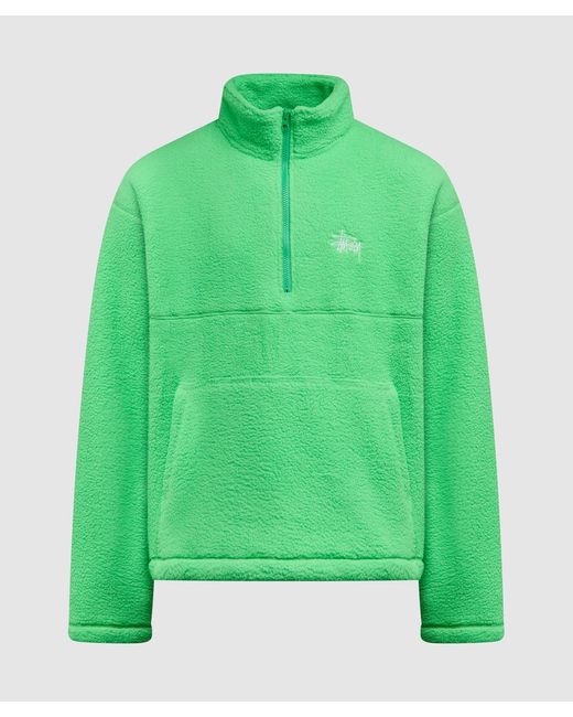 Stussy Half Zip Mock Fleece Jacket in Green for Men | Lyst