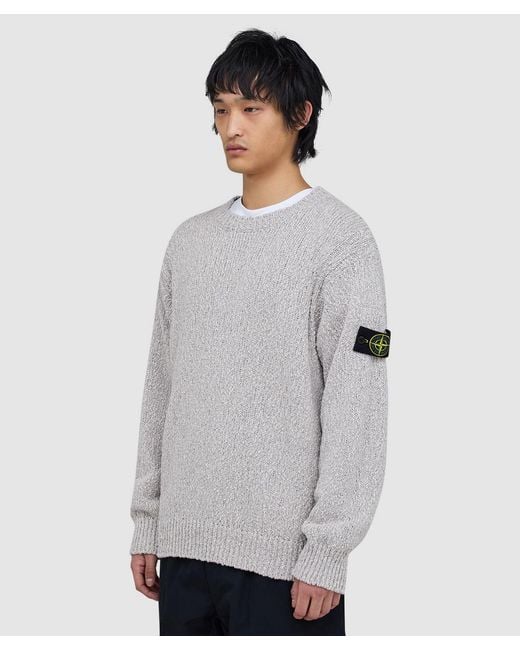 Stone Island Gray Speckled Cotton Crewneck Sweater (Melange Pearl for men