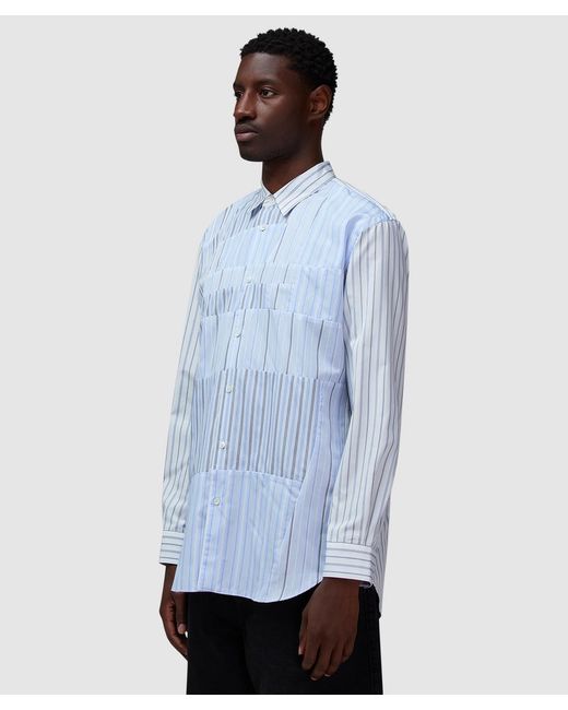 Comme des Garçons Blue Multi Panel Stripe Shirt for men