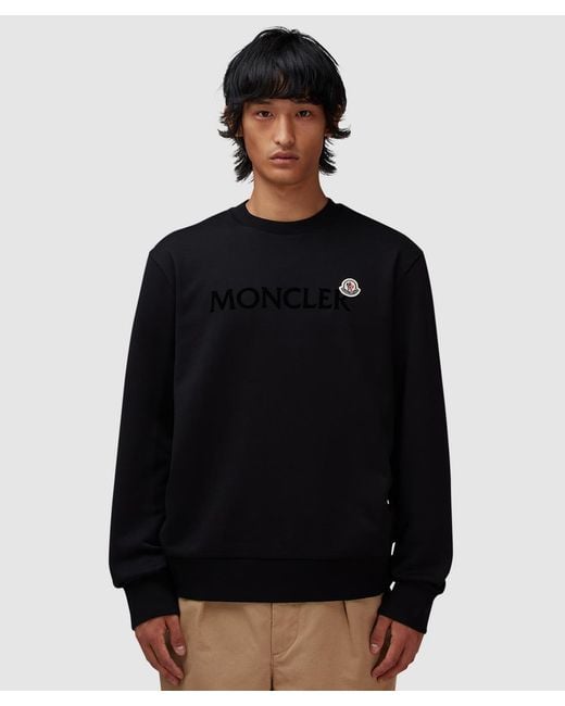 Moncler Black Flock Logo Sweatshirt for men