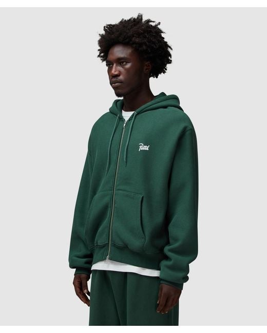 PATTA Green Classic Zip Up Hoodie for men
