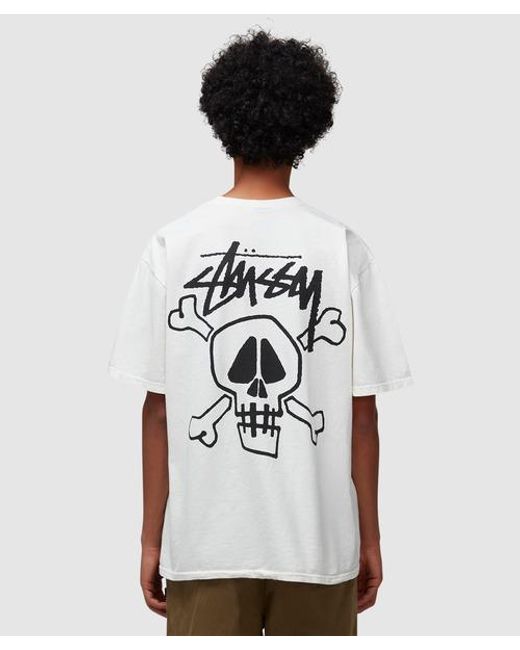 Stussy Natural Skull & Bones Pigmented Dyed T-shirt for men
