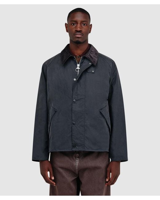 Barbour Blue Oversized Transport Wax Jacket for men