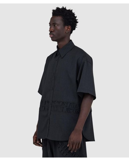 SAGE NATION Blue Fossil Wool Shirt (Charcoal for men
