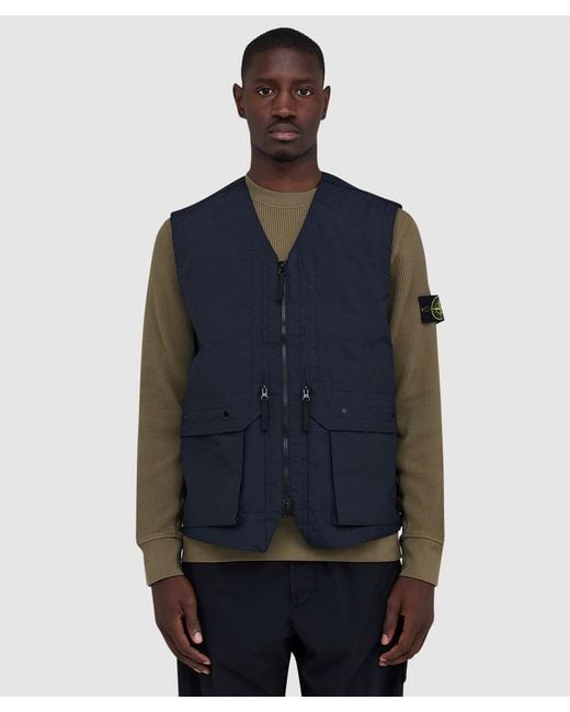 Stone Island Blue Metal Lamina Poly Ripstop Gilet for men