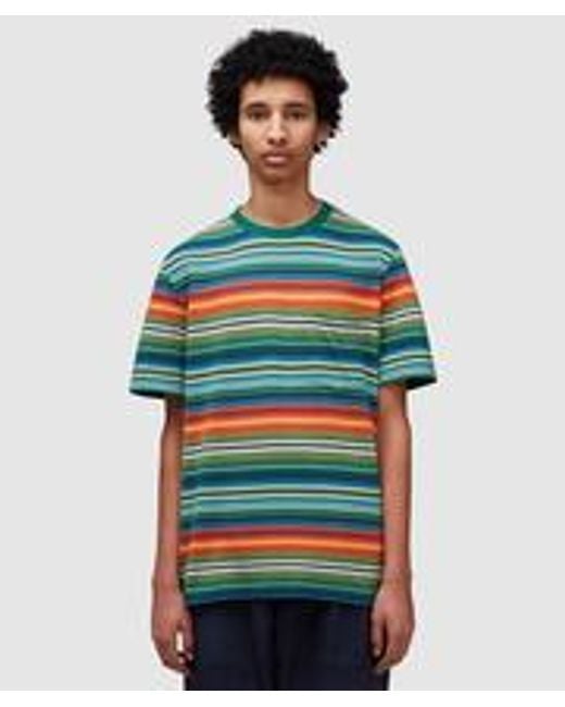 Noah NYC Green Striped Pocket T-shirt for men
